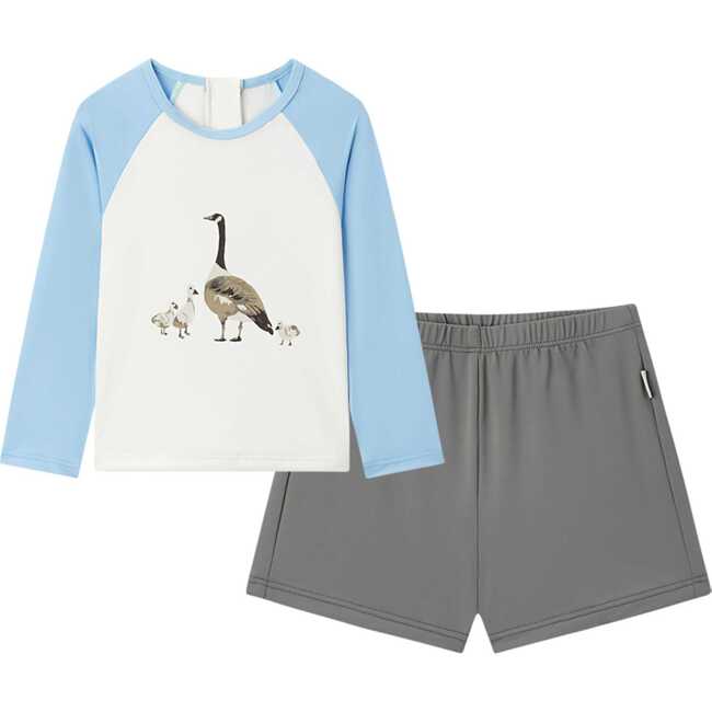 Swimming Goose Long Sleeve Shirt & Trunks Swim Set