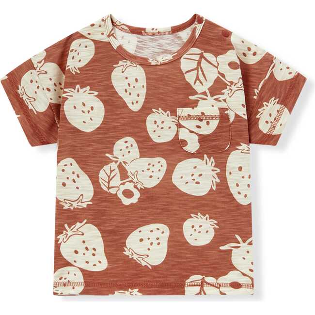 Strawberry Silhouette Slub Cotton Pocket Tee