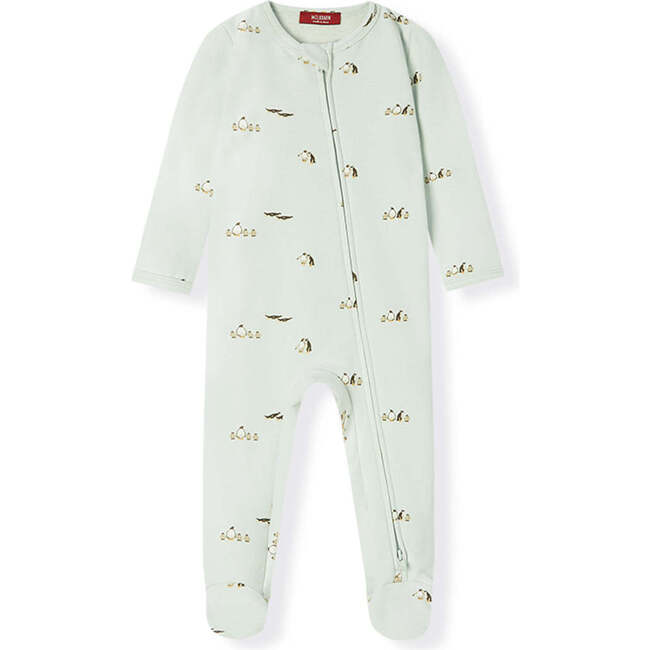 Lil' Penguin Stretch Fleece Zipper Footed Romper