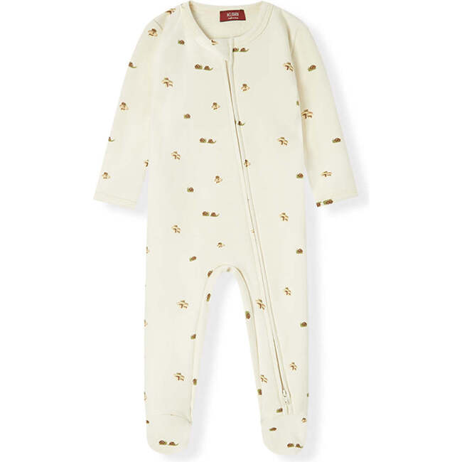 Lil' Mushroom Stretch Fleece Zipper Footed Romper