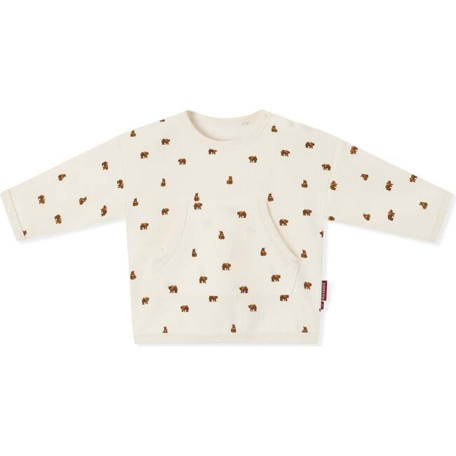 Little Bear Waffle Knit Printed Sweater