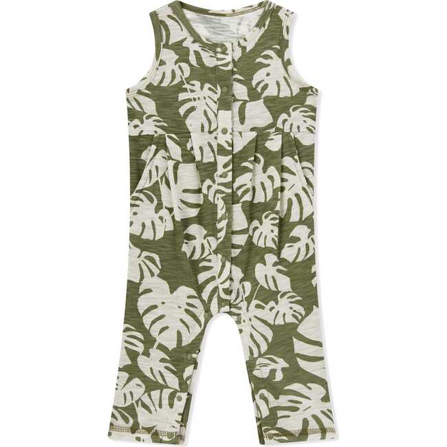 Island Leaf Silhouette Slub Cotton Sleeveless Jumper