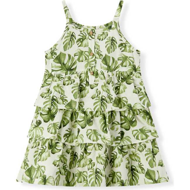 Island Leaf Linen Tiered Dress