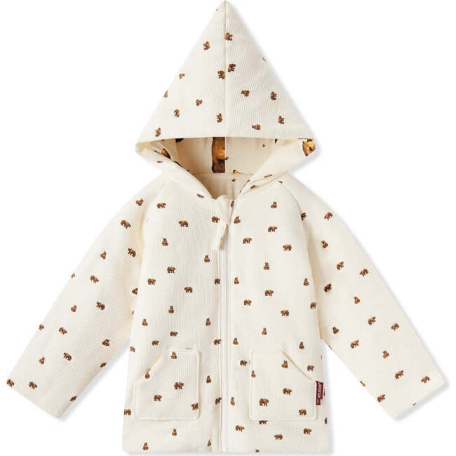 Honey Bear Reversible Waffle Knit Hooded Jacket