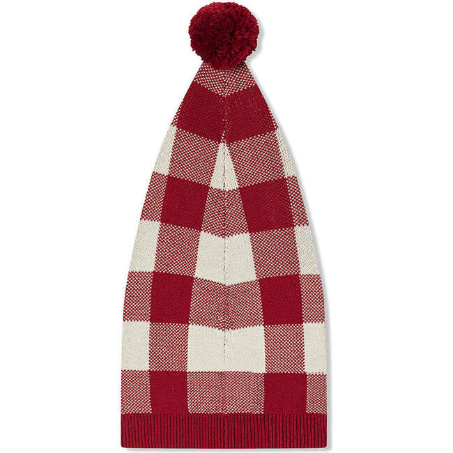 Red Gingham Knit Long Stocking Cap