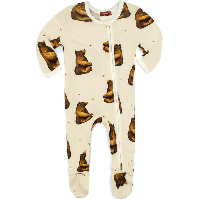 Honey Bear Bamboo Zipper Footed Romper