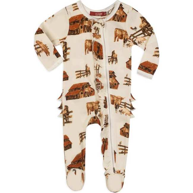 Homestead Organic Cotton Ruffle Zipper Footed Romper