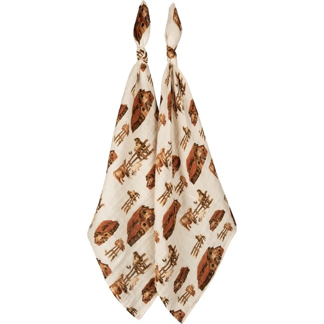 Homestead Organic Cotton Muslin Two-Piece Burp Cloth Set