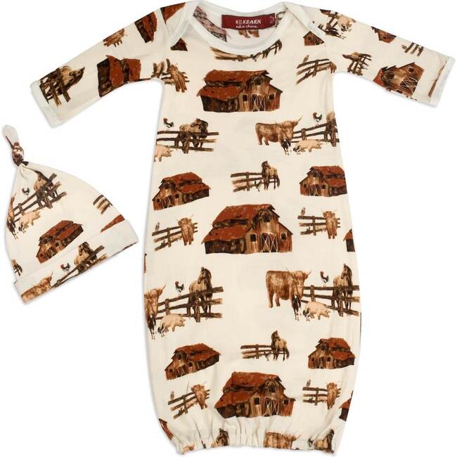 Homestead Organic Cotton Newborn Gown & Hat Set