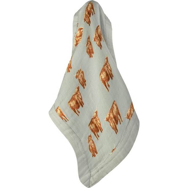 Highland Cow Mini Lovey Two-Layer Muslin Security Blanket