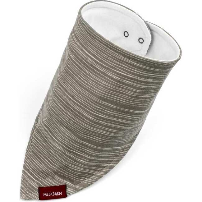 Grey Stripe Organic Cotton Three-Layer Kerchief Bib