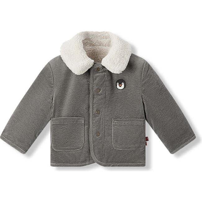 Grey Penguin Corduroy Sherpa Reversible Jacket