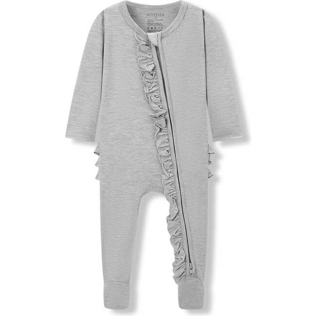 Grey Melange Luxe Solid Ruffle Footed Romper