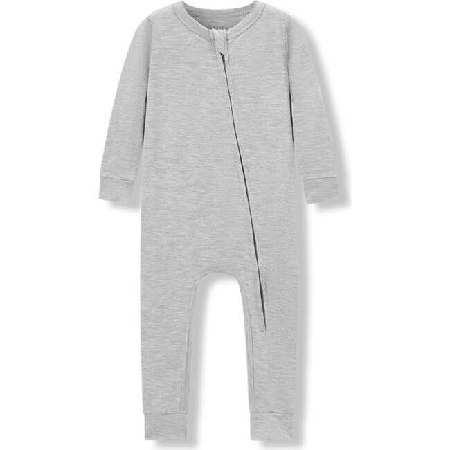 Grey Melange Luxe Solid Zipper Pajama