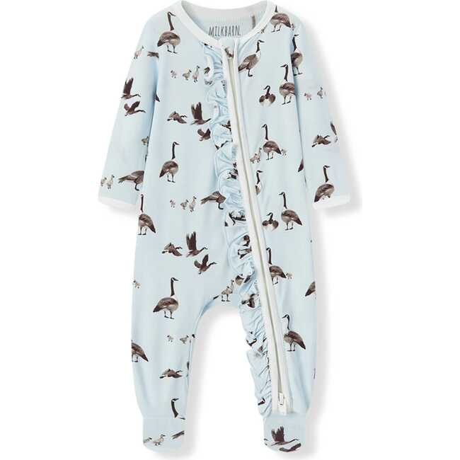 Goose Luxe Stretch Ruffle Footed Romper