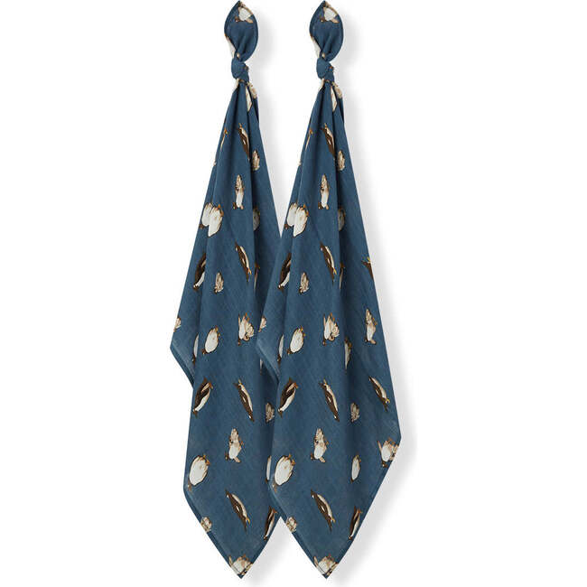 Penguin Bamboo Muslin Two-Piece Burp Cloth Set