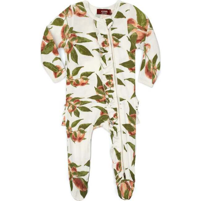 Peaches Organic Cotton Ruffle Zipper Footed Romper