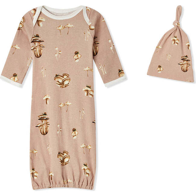 Mushroom Organic Cotton Newborn Gown & Hat Set