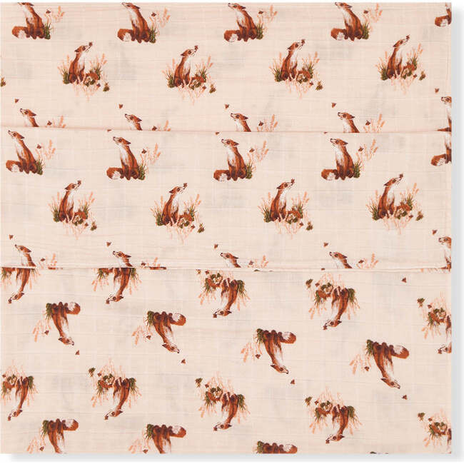 Floral Fox Organic Cotton Muslin Swaddle Blanket