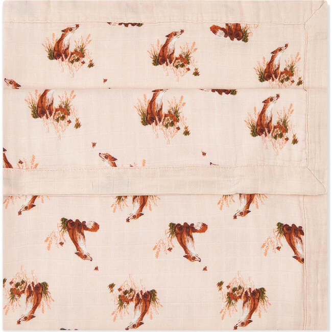 Floral Fox Big Lovey Three-Layer Muslin Blanket