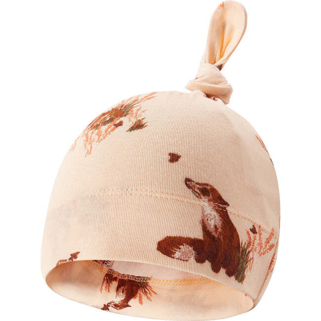 Floral Fox Organic Cotton Knotted Beanie Hat