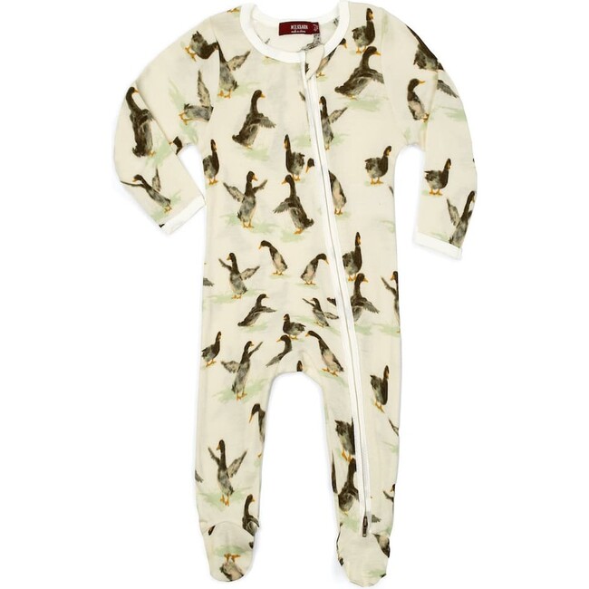 Duck Organic Cotton Zipper Footed Romper