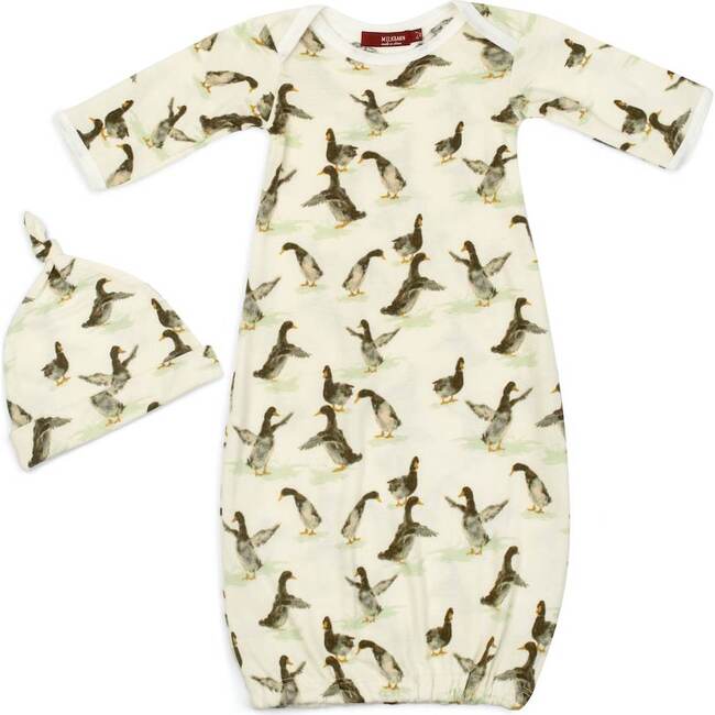 Duck Organic Cotton Newborn Gown & Hat Set
