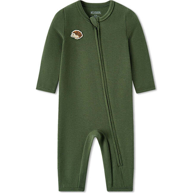 Dark Green Brushed Zipper Pajama