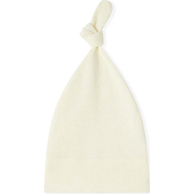 Cream Waffle Knotted Beanie Hat