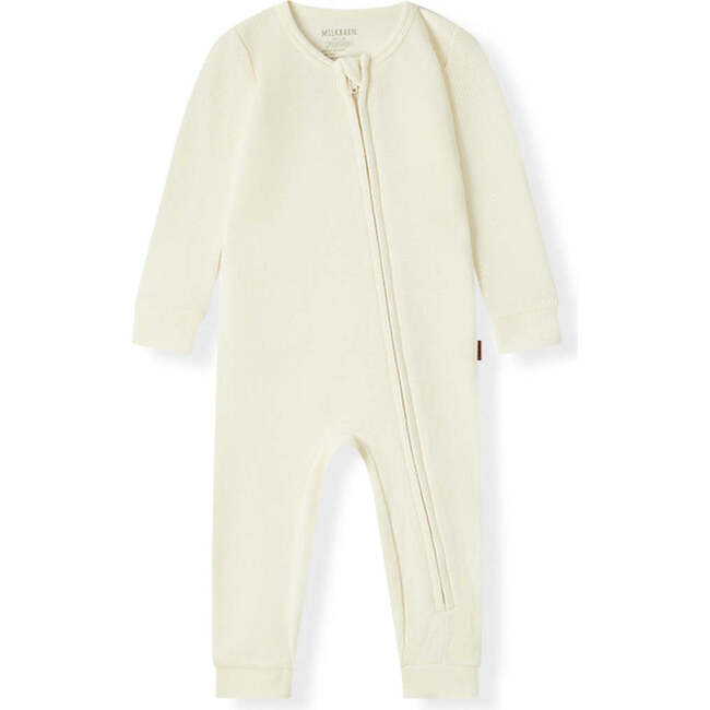 Cream Waffle Zipper Pajama