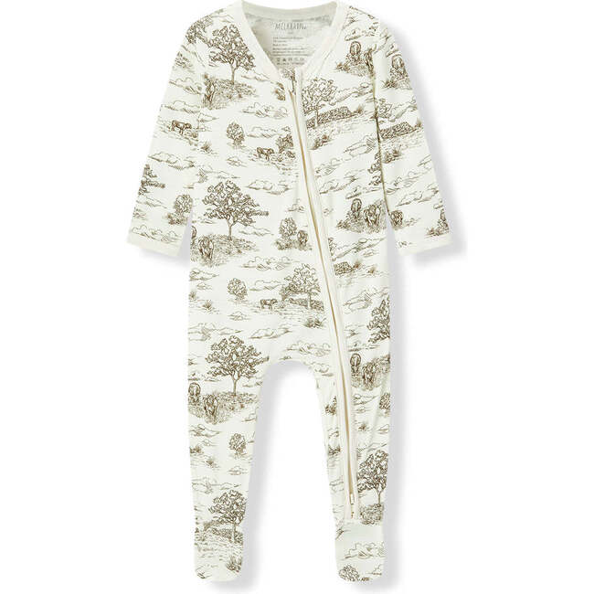 Country Toile Luxe Stretch Zipper Footed Romper