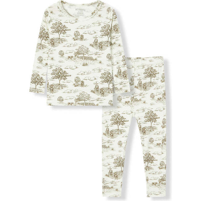 Country Toile Luxe Stretch Long Sleeve Two Piece Pajama Set