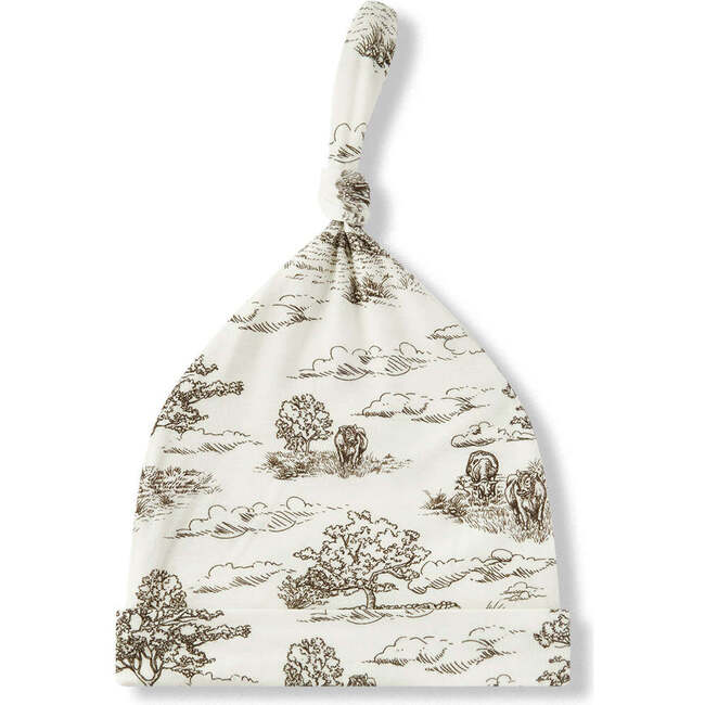 Country Toile Luxe Stretch Knotted Beanie Hat