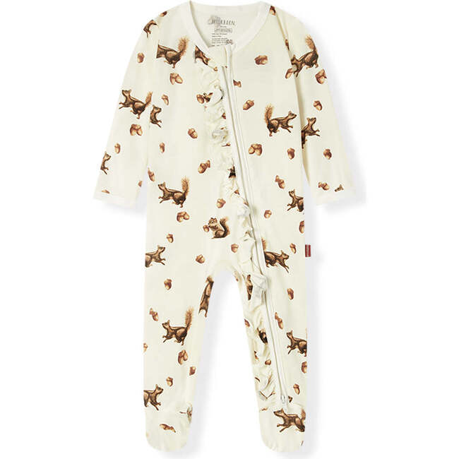 Chipmunk Luxe Stretch Ruffle Footed Romper