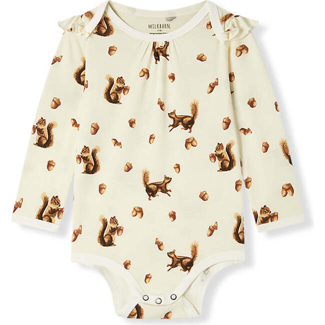 Chipmunk Luxe Stretch Ruffle Long Sleeve One Piece