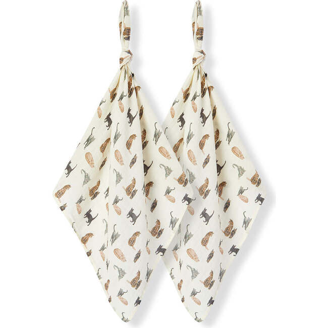 Cat Organic Cotton Two-Piece Burp Cloth Set