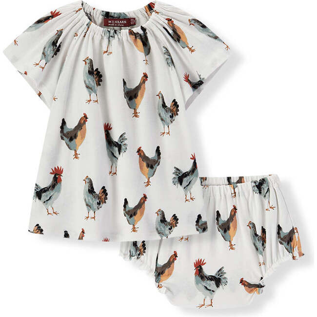 Chicken Organic Cotton Dress & Bloomer Set