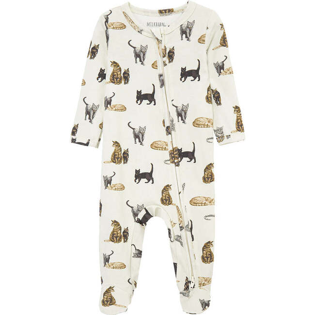 Cat Cotton Stretch Zipper Footed Romper