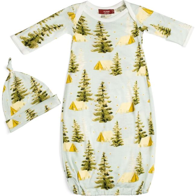 Camping Bamboo Newborn Gown & Hat Set