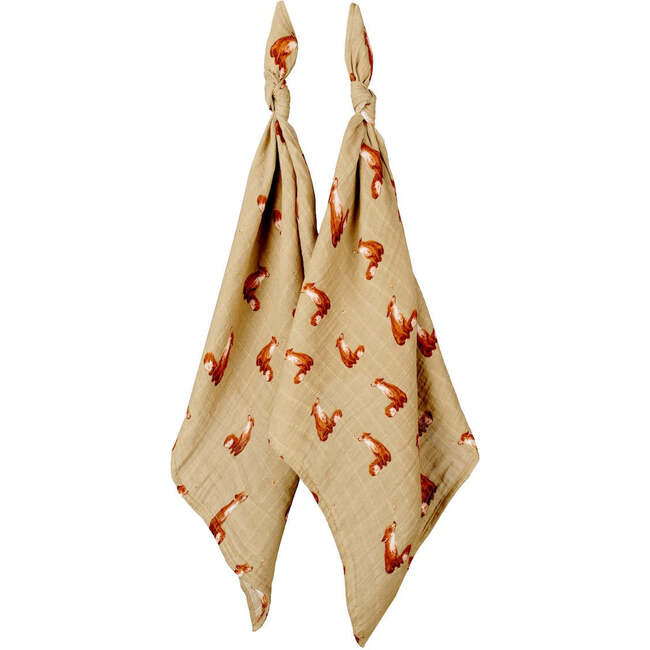 Gold Fox Organic Cotton Muslin Two-Piece Burp Cloth Set