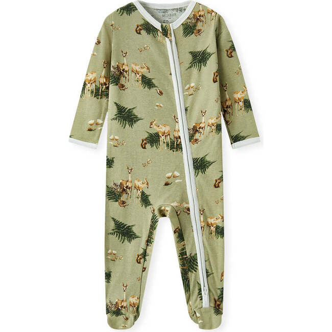 Forest Party Organic Cotton Zipper Footed Romper