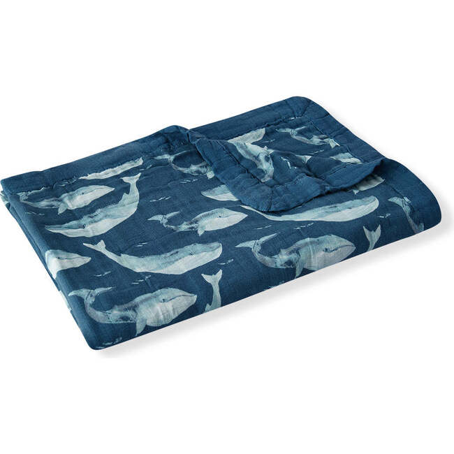 Blue Whale Big Lovey Three-Layer Muslin Blanket