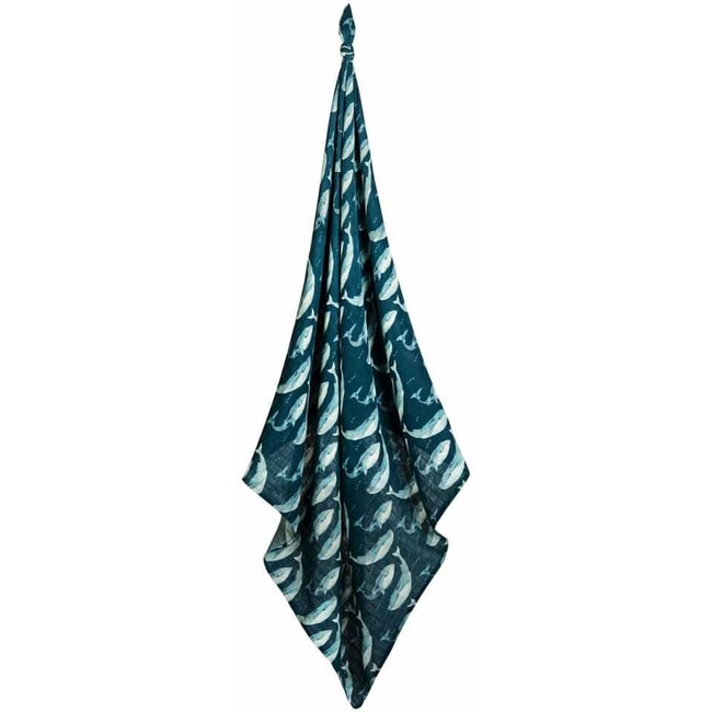 Blue Whale Bamboo Muslin Swaddle Blanket