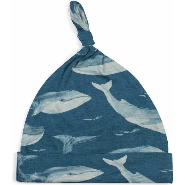 Blue Whale Bamboo Knotted Beanie Hat