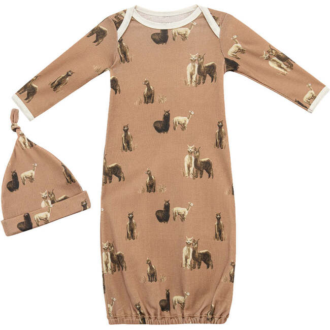 Alpaca Organic Cotton Newborn Gown & Hat Set