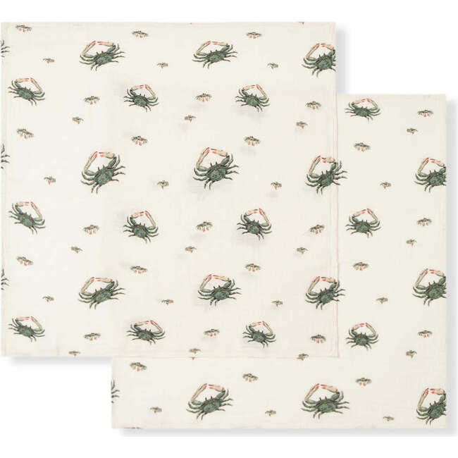 Coastal Crab Bamboo Muslin Two-Piece Burp Cloth Set