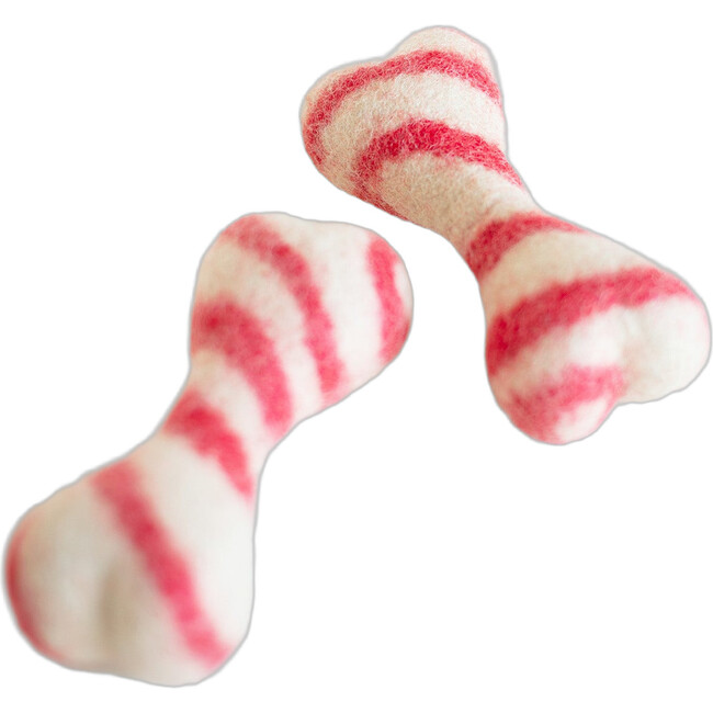 HOLIDAY WOOL BONES, Candy Cane
