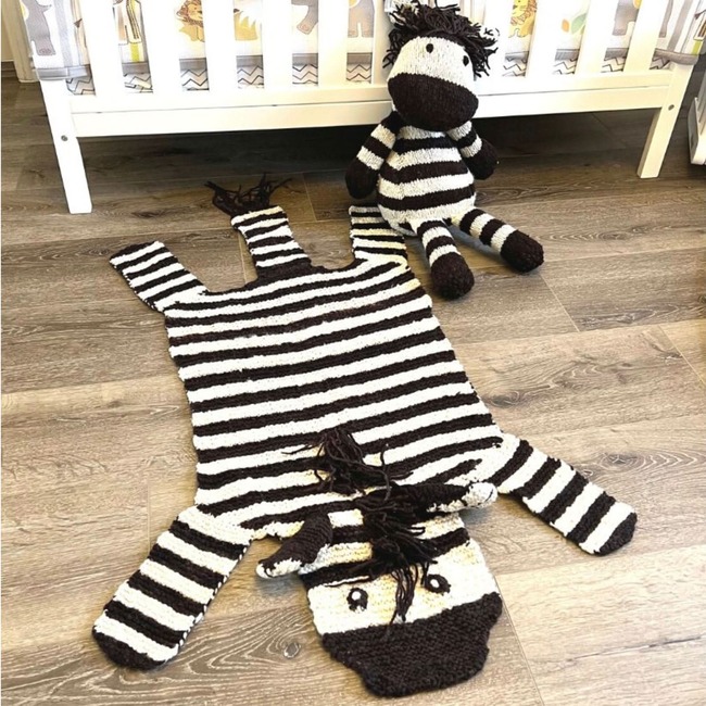 Organic Wool Play Mat + Nursery Rug, Zebra