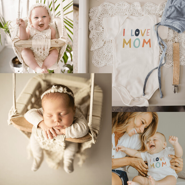 Macrame Swing & Love Mom Bodysuit Bundle, Natural