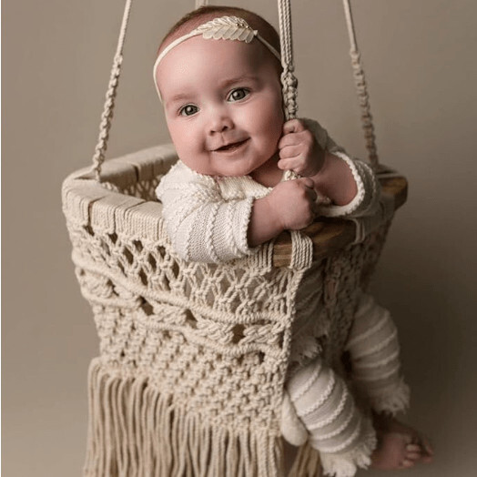 Macrame Swing & Love Mom Bodysuit Bundle, Natural